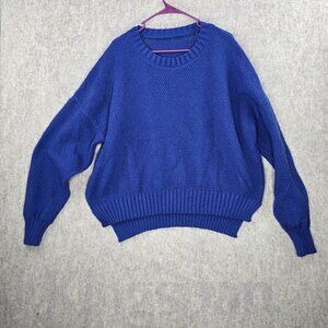 Womens Knit Sweater Blue 5XL 100% Polyester Casual Ribbed Hem Drop Shoulder